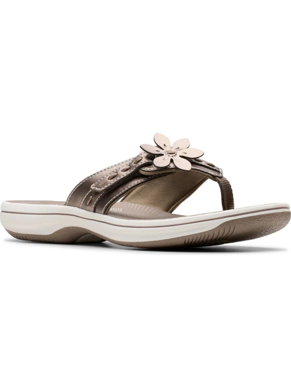 Clarks Cloudsteppers Breeze Opal Women's Size 5 Pewter Flip Flop Sandals 60% off